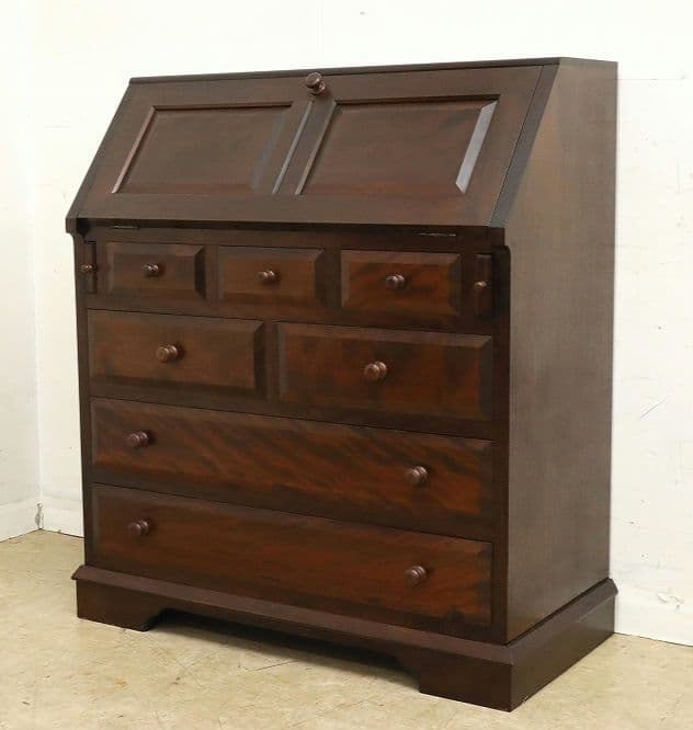 【松本民芸家具】 T型ライティングビューローデスク机ミズメザクラ無垢