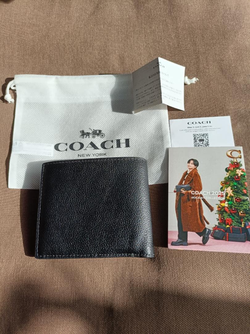 新品　COACH　折り財布　メンズ　小銭入れ付き