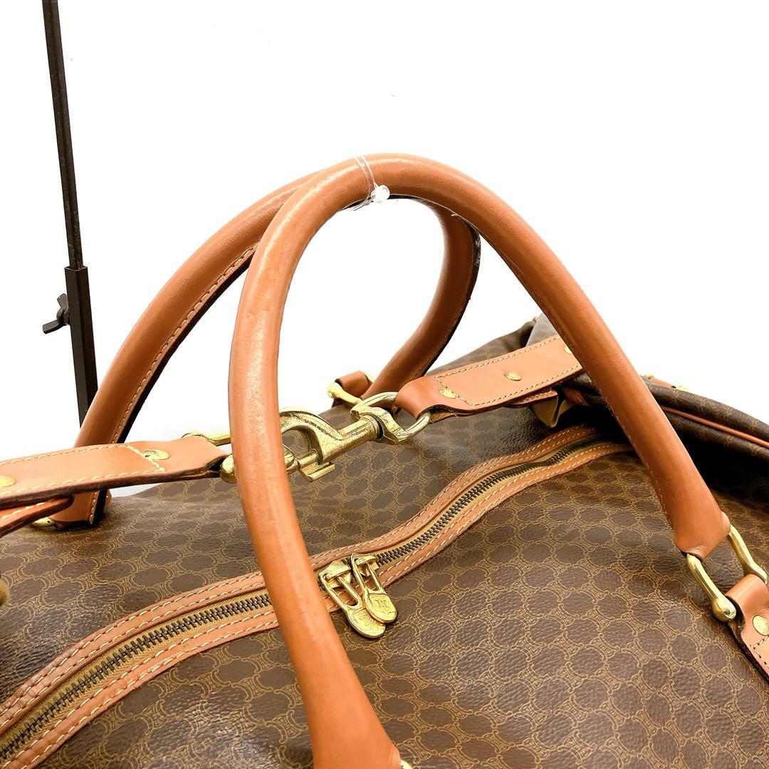 【CELINE】ボストンバッグ　ゴールド金具　マカダム柄　PVC ブラウン