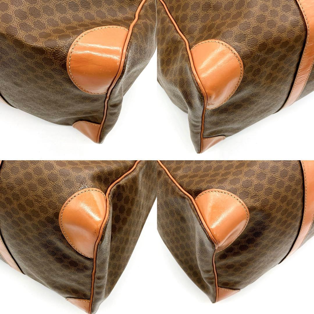 【CELINE】ボストンバッグ　ゴールド金具　マカダム柄　PVC ブラウン