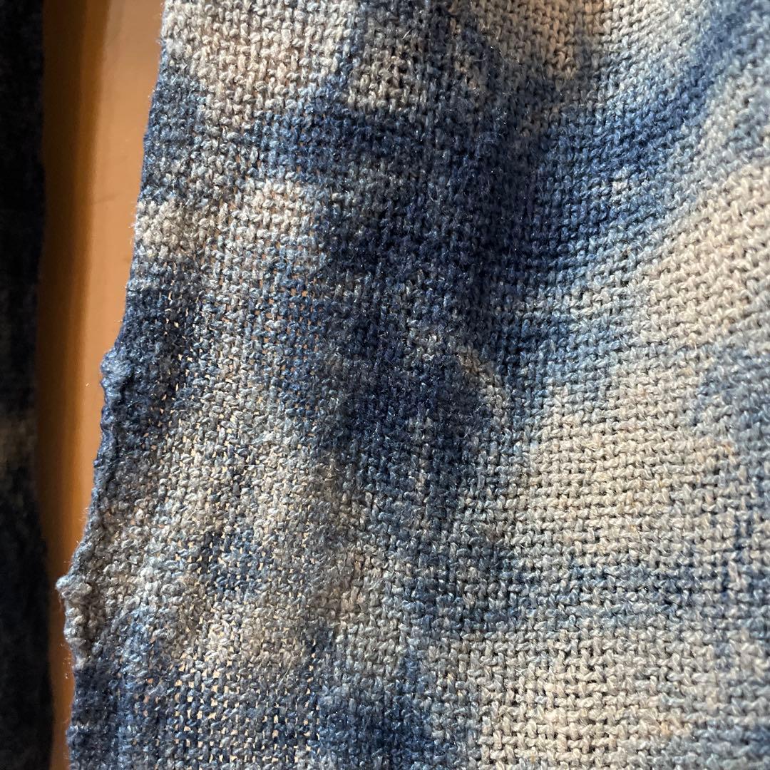 藍染　ヘンプストール　ヘンプ100% 手織り　かご染　くびまき　天然染料