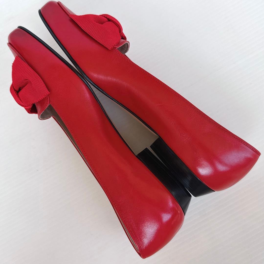 サルヴァトーレフェラガモ　リボン　パンプス　バレリーナ　フラットシューズ　6C