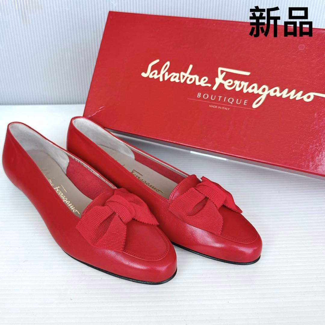 サルヴァトーレフェラガモ　リボン　パンプス　バレリーナ　フラットシューズ　6C