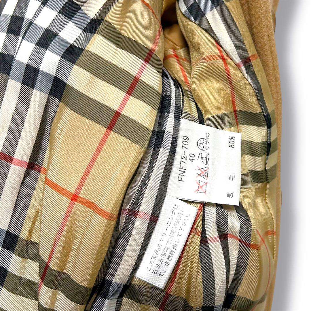 バーバリーブルーレーベル　ロングコート　ウール　キャメル　刻印ボタン　40