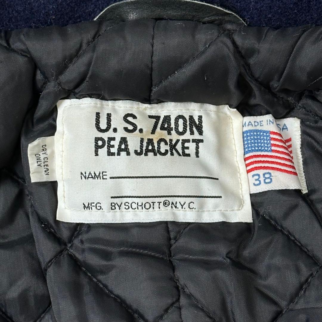 USA 90s Schott 希少 ネイビー Pコート ウールメルトン ショット