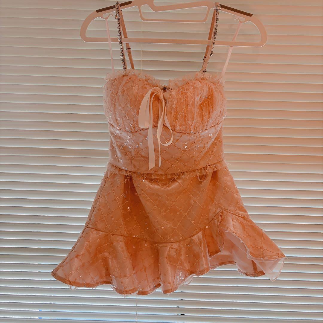 【XS】スパンコールレース×ビジューフェアリーセットアップミニキャバドレス