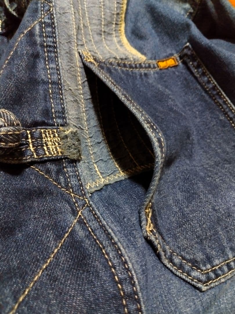 サクです。チャイナボタン デニムコート パッチワーク ビンテージ