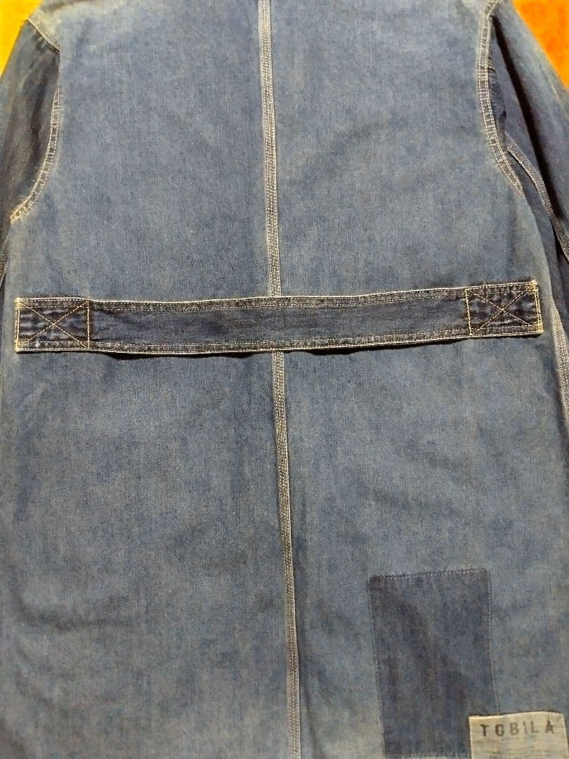 サクです。チャイナボタン デニムコート パッチワーク ビンテージ