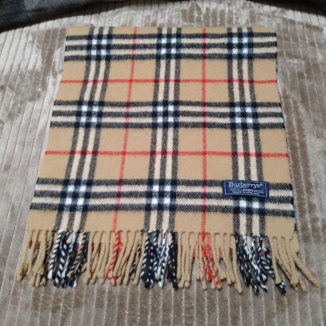 未使用 【BURBERRY】バーバリー ノバチェック マフラー イギリス製 ラム