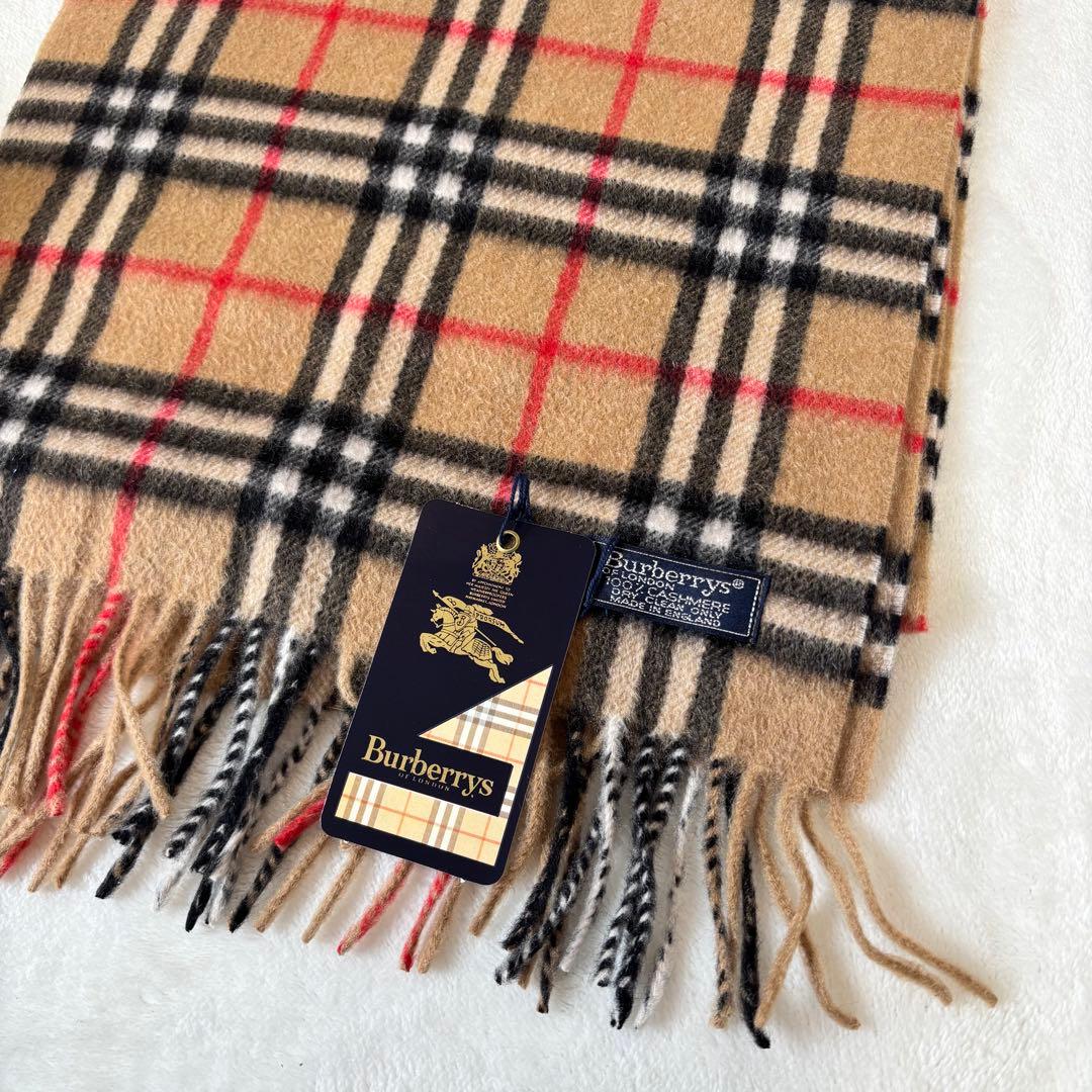 未使用✨タグ付きBurberrys バーバリー カシミヤ　マフラー 英国製