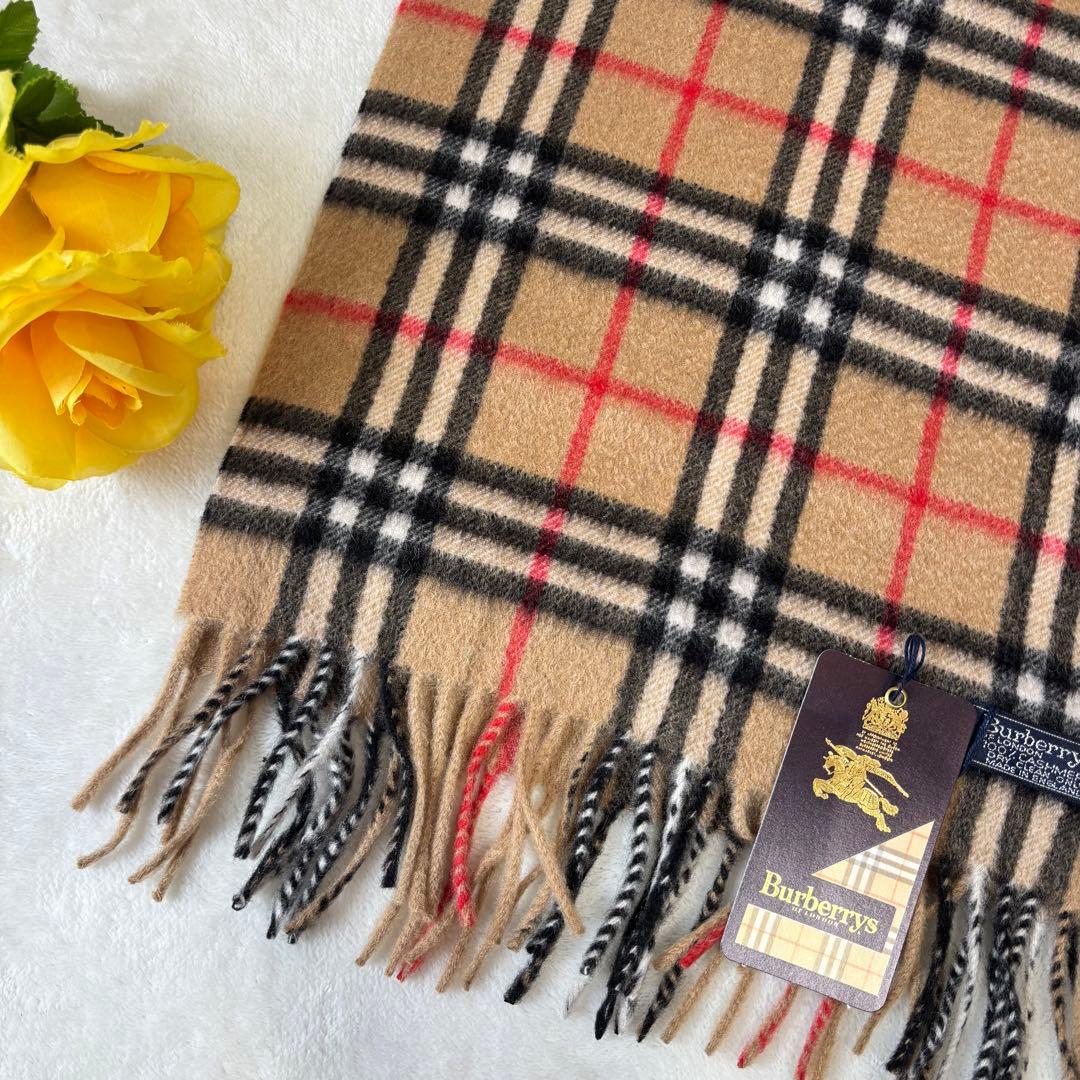 未使用✨タグ付きBurberrys バーバリー カシミヤ　マフラー 英国製