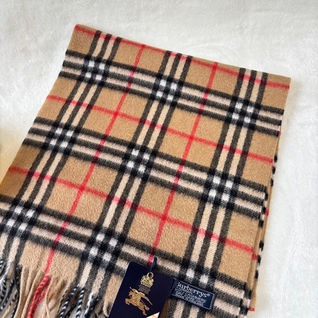 未使用✨タグ付きBurberrys バーバリー カシミヤ　マフラー 英国製