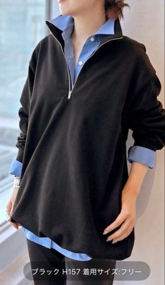 AP STUDIO ハーフジップスウェット ブラック