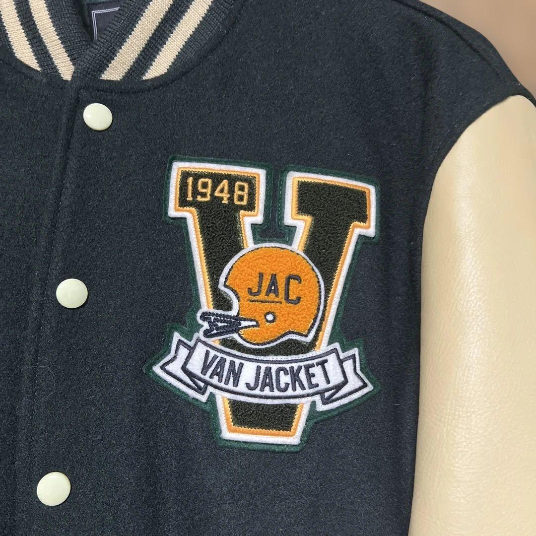 VAN JAC スタジアムジャンパー　袖皮　ブラック　 Lサイズ