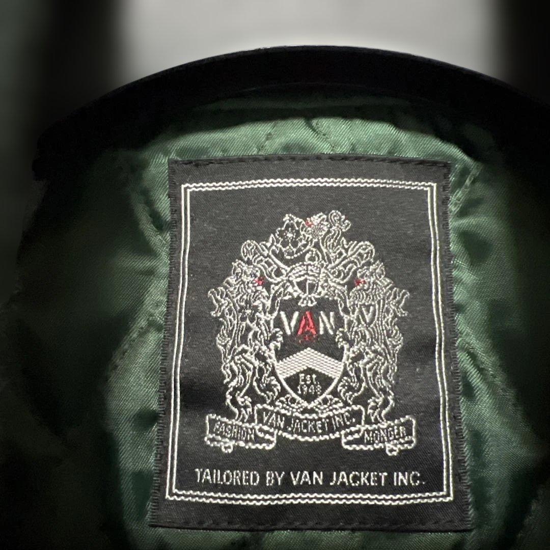 VAN JAC スタジアムジャンパー　袖皮　ブラック　 Lサイズ