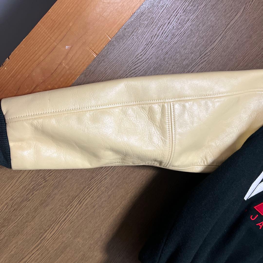 VAN JAC スタジアムジャンパー　袖皮　ブラック　 Lサイズ