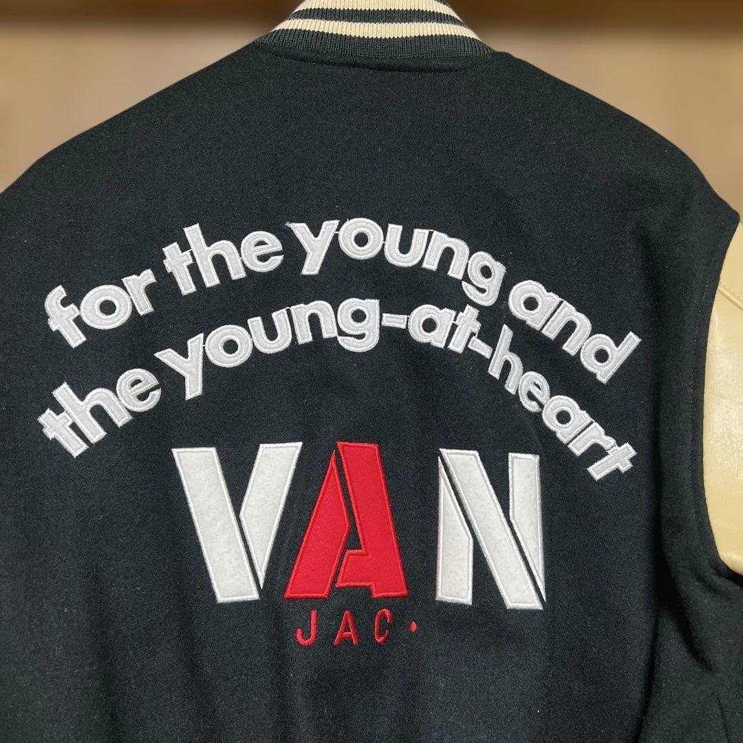 VAN JAC スタジアムジャンパー　袖皮　ブラック　 Lサイズ