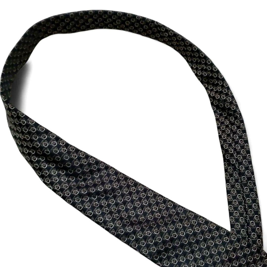 良品　GUCCI　ネクタイ　G総柄　シルク　ブラック