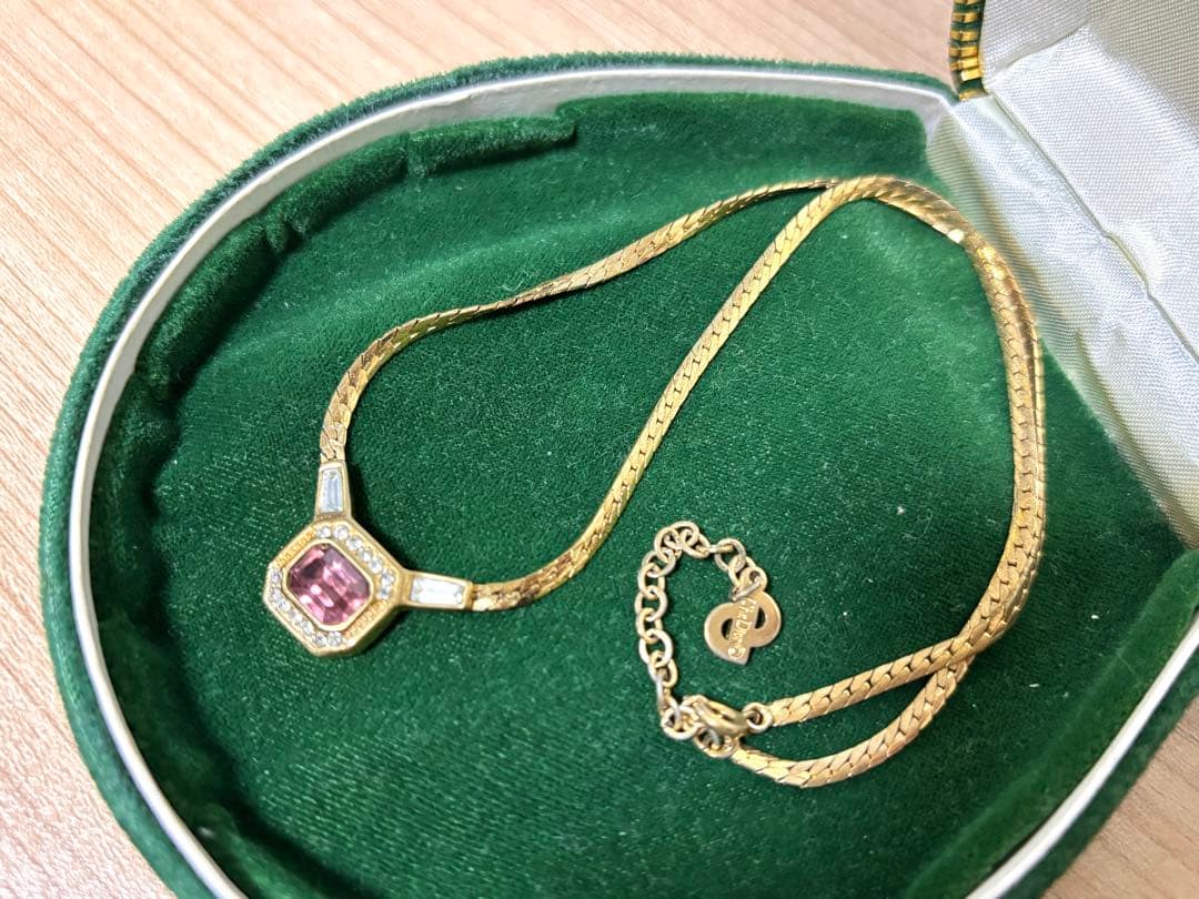 Dior ヴィンテージ ラインストーン ゴールド ピンク パープル ネックレス