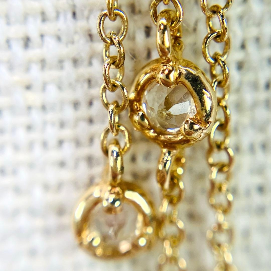 K14YG ダイヤモンド付 フリンジ ペンダントトップD:0.26ct