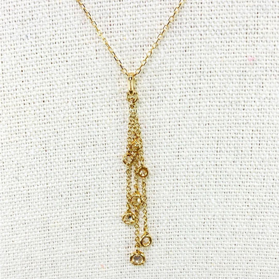 K14YG ダイヤモンド付 フリンジ ペンダントトップD:0.26ct