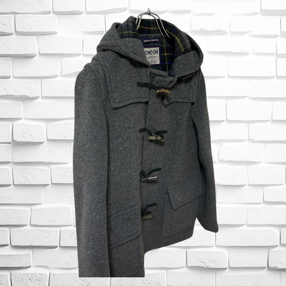 美品　ロンドントラディション　ダッフルコート　イギリス製　ウール　裏地チェック
