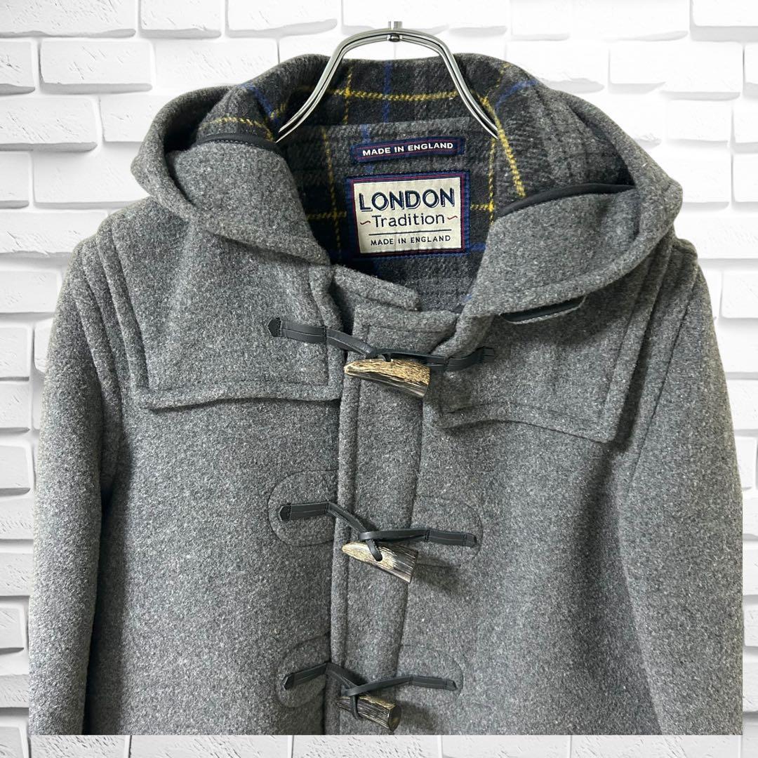 美品　ロンドントラディション　ダッフルコート　イギリス製　ウール　裏地チェック