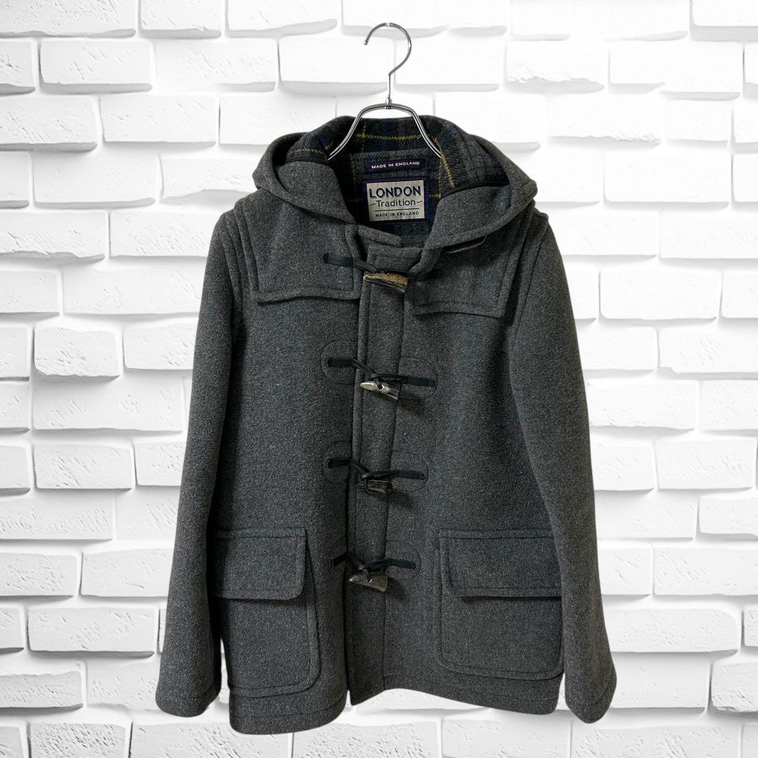 美品　ロンドントラディション　ダッフルコート　イギリス製　ウール　裏地チェック