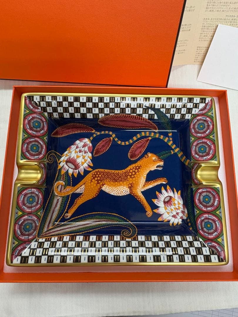 【未使用】HERMES 灰皿　アッシュトレイ　レオパード　豹