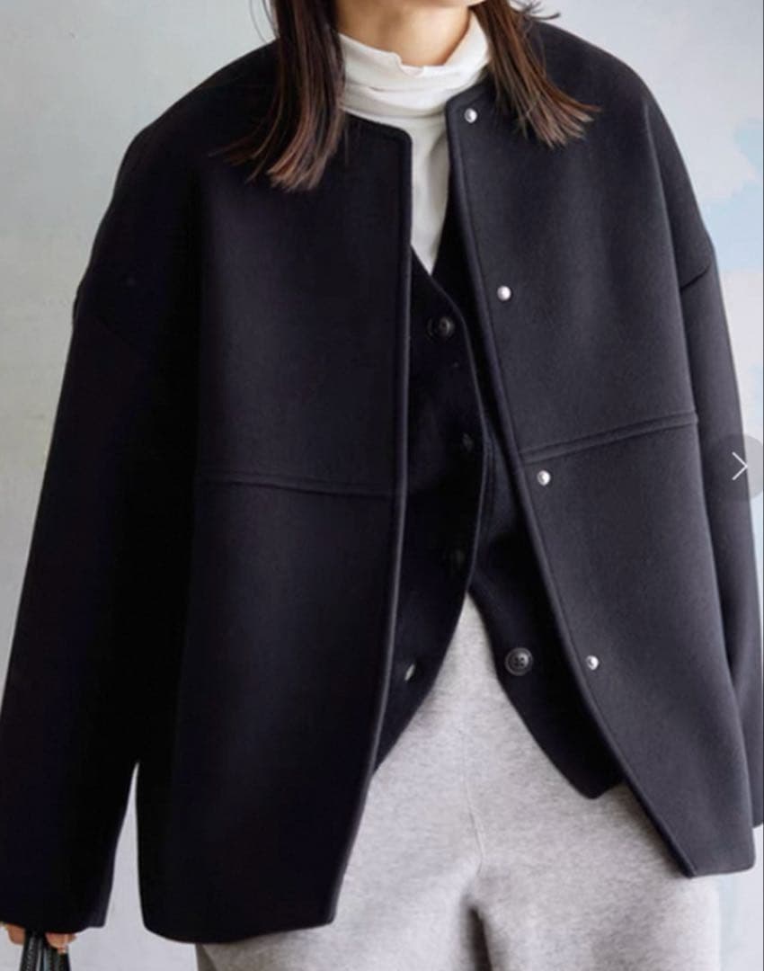 JOURNAL STANDARD スーパー140ビーバーノーカラーショートコート