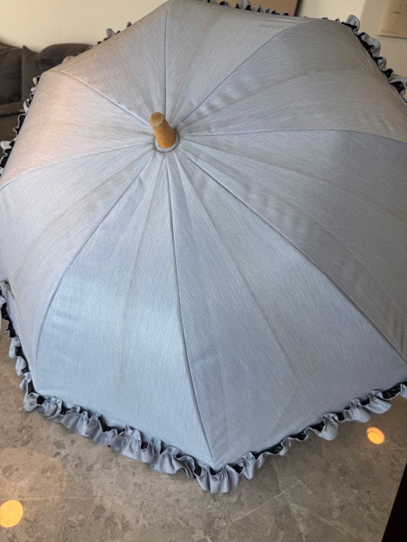 サンバリア100完全遮光Sサイズ フリル 日傘 ライトブルー