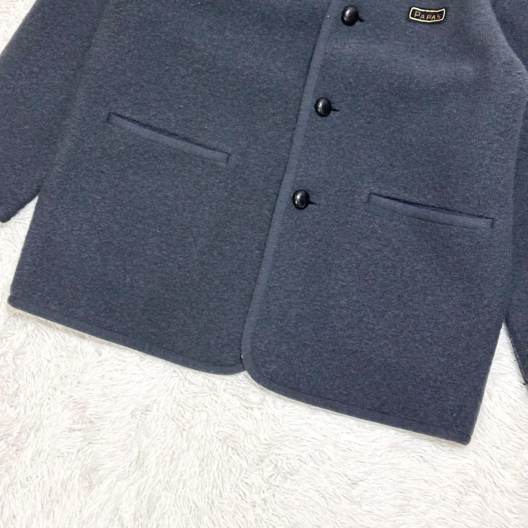 【極暖ヘビーウール×希少XL相当✨】パパス メルトンコート 胡桃ボタン グレー