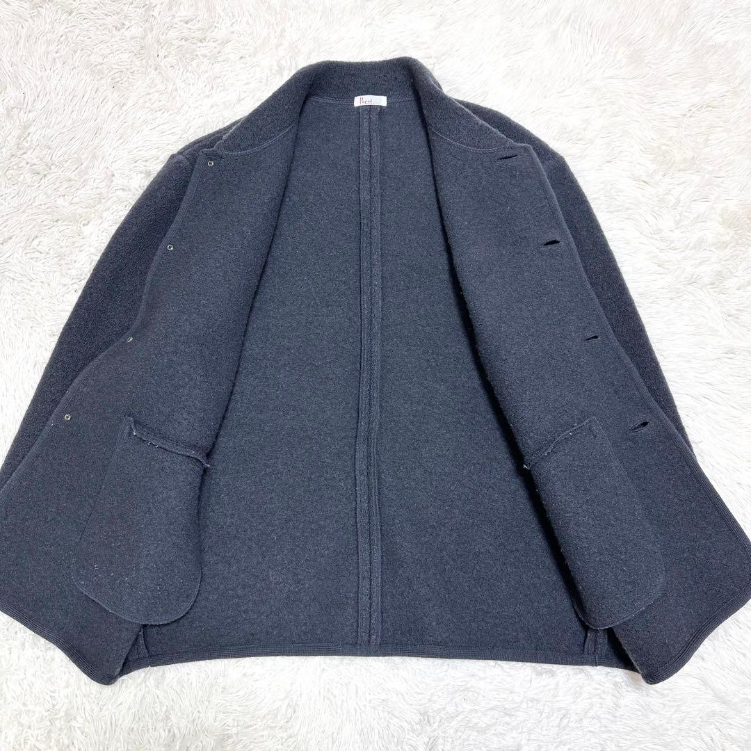 【極暖ヘビーウール×希少XL相当✨】パパス メルトンコート 胡桃ボタン グレー