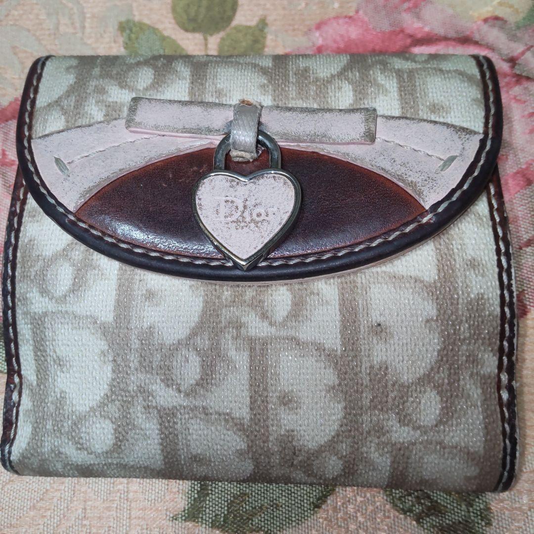 Christian Dior 二つ折り財布 ハートチャーム トロッター 希少