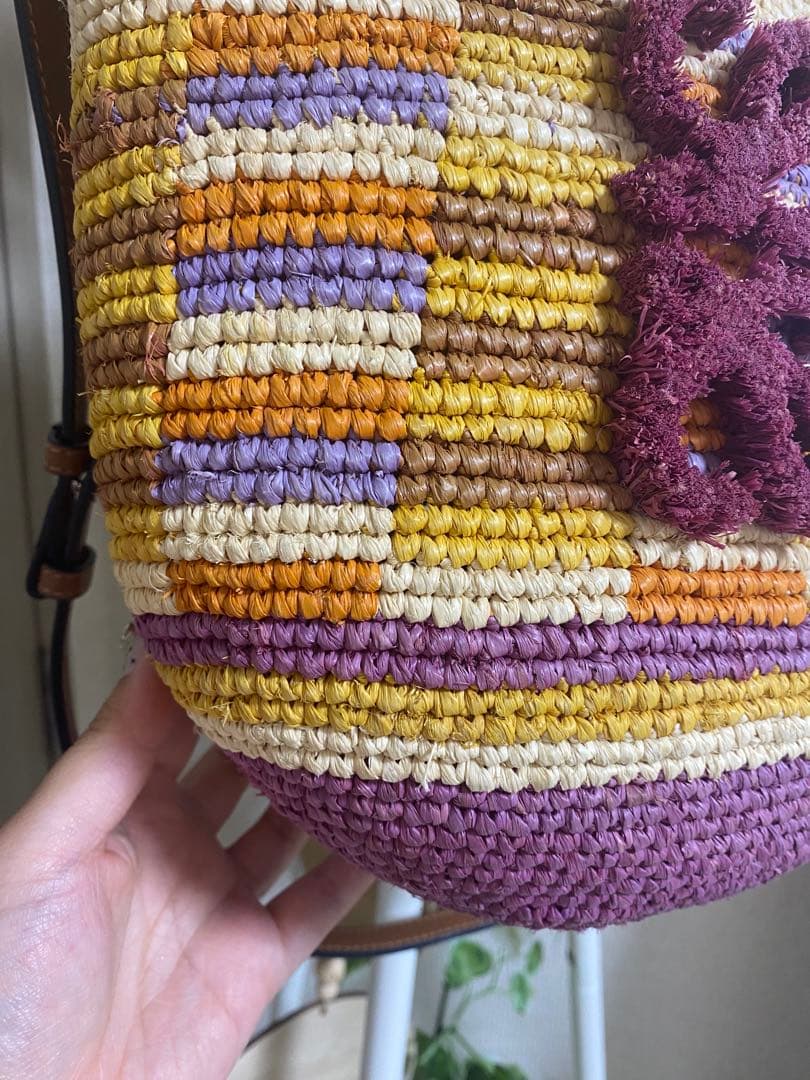 ロエベ　ラフィア　スリット　2way バッグ