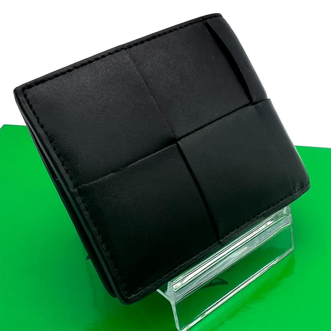 【最高級美品】ボッテガヴェネタ マキシイントレチャート 二つ折り 黒 A760