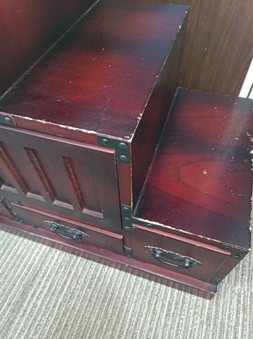 八3471【送料込み】民芸調　階段和箪笥　右下がり　昭和レトロ