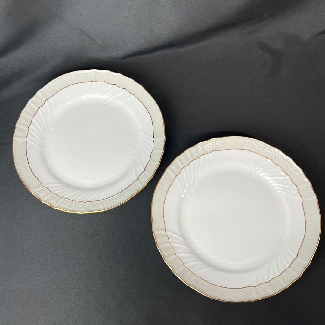リチャードジノリ　ベッキオグレース　24.5cm　プレート　ペア　廃盤　金彩