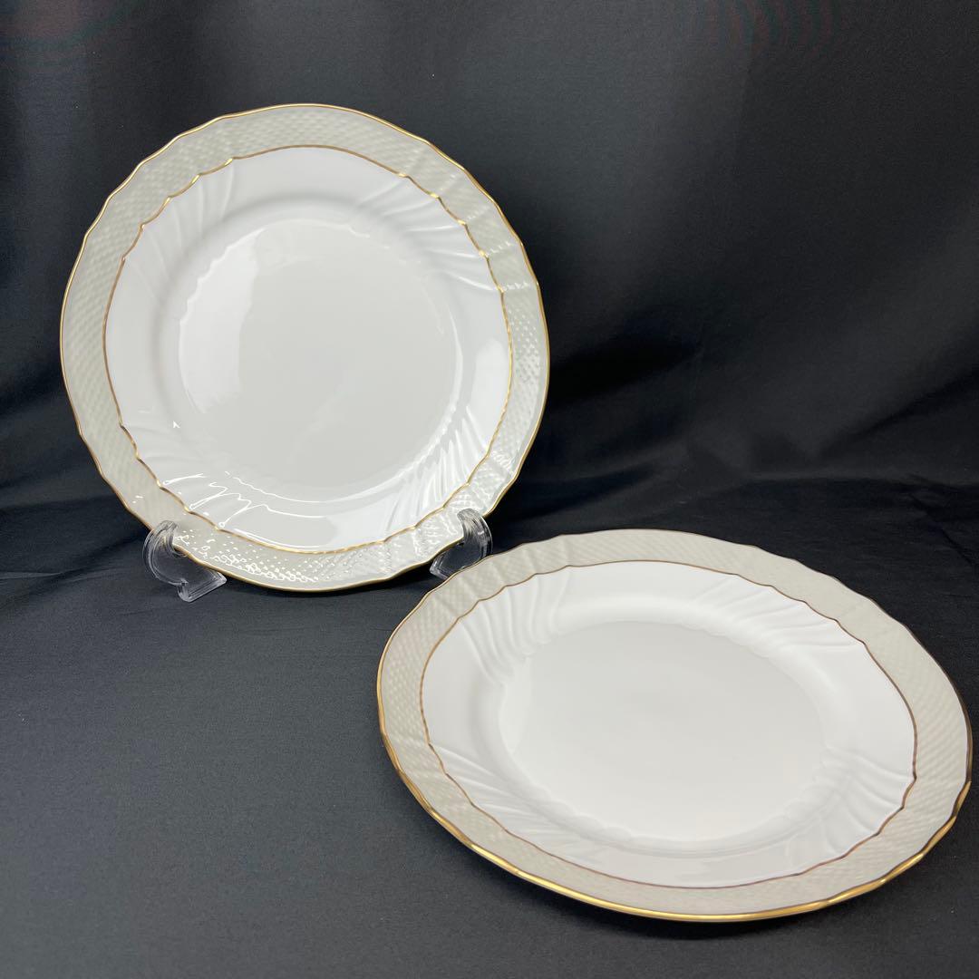 リチャードジノリ　ベッキオグレース　24.5cm　プレート　ペア　廃盤　金彩