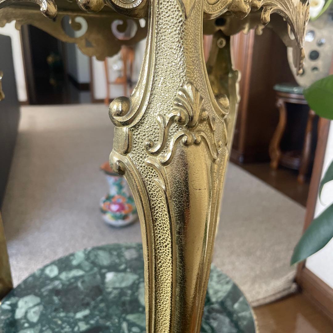 イタリア製 大理石 真鍮 花台 飾り台　猫足