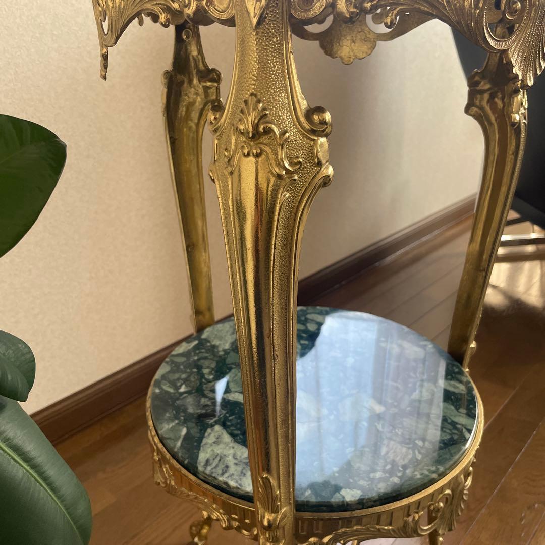 イタリア製 大理石 真鍮 花台 飾り台　猫足