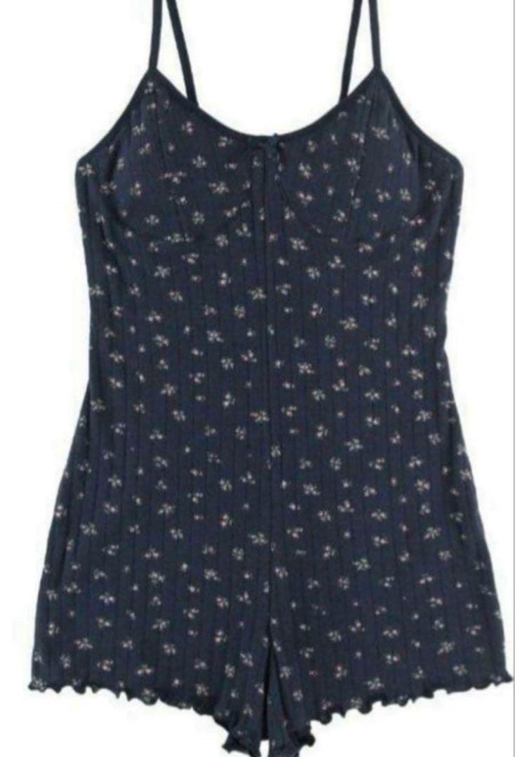 ♡アリシア 花柄キャミソールロンパース ネイビー♡