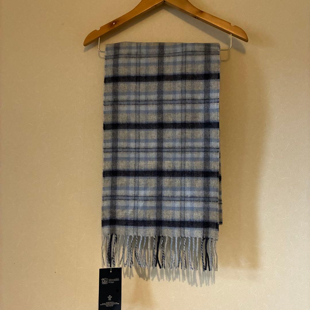 新品　Johnstons of Elgin チェック柄カシミヤ100%マフラー