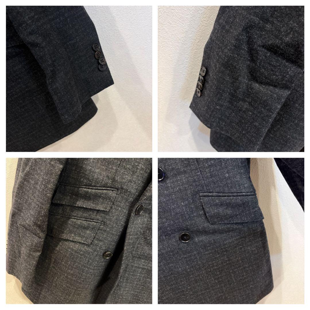 カノニコ ダブルジャケット セットアップ チェック グレー Super100