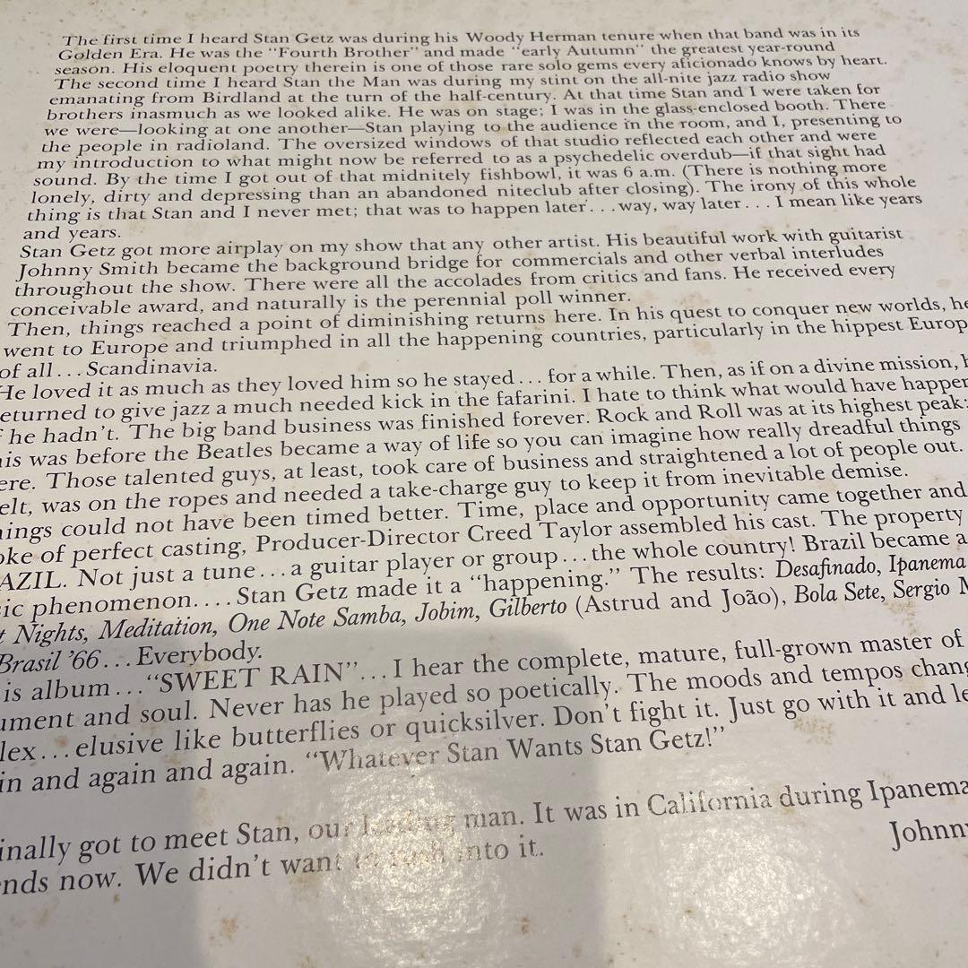 Stan Getz Sweet Rain レコード