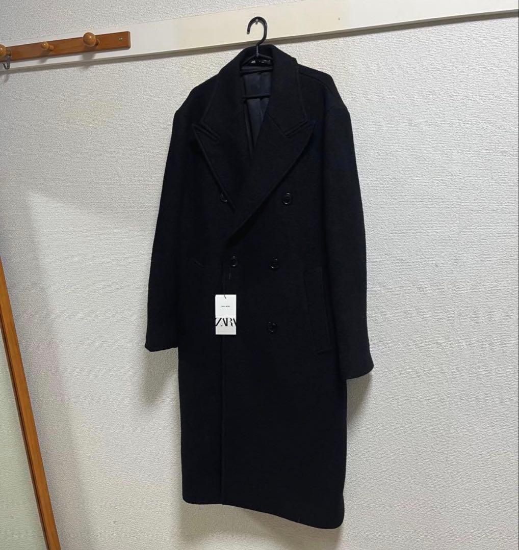 ZARA ブークレ織ウールコート　ダブルブレストコート