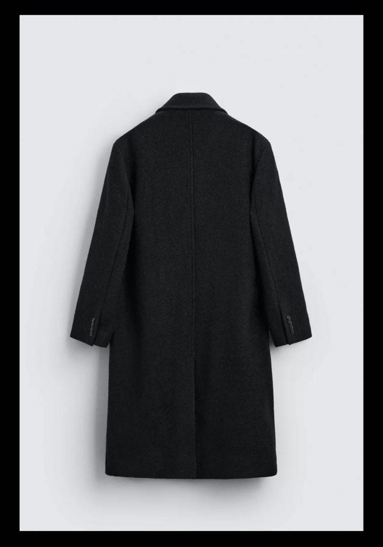ZARA ブークレ織ウールコート　ダブルブレストコート