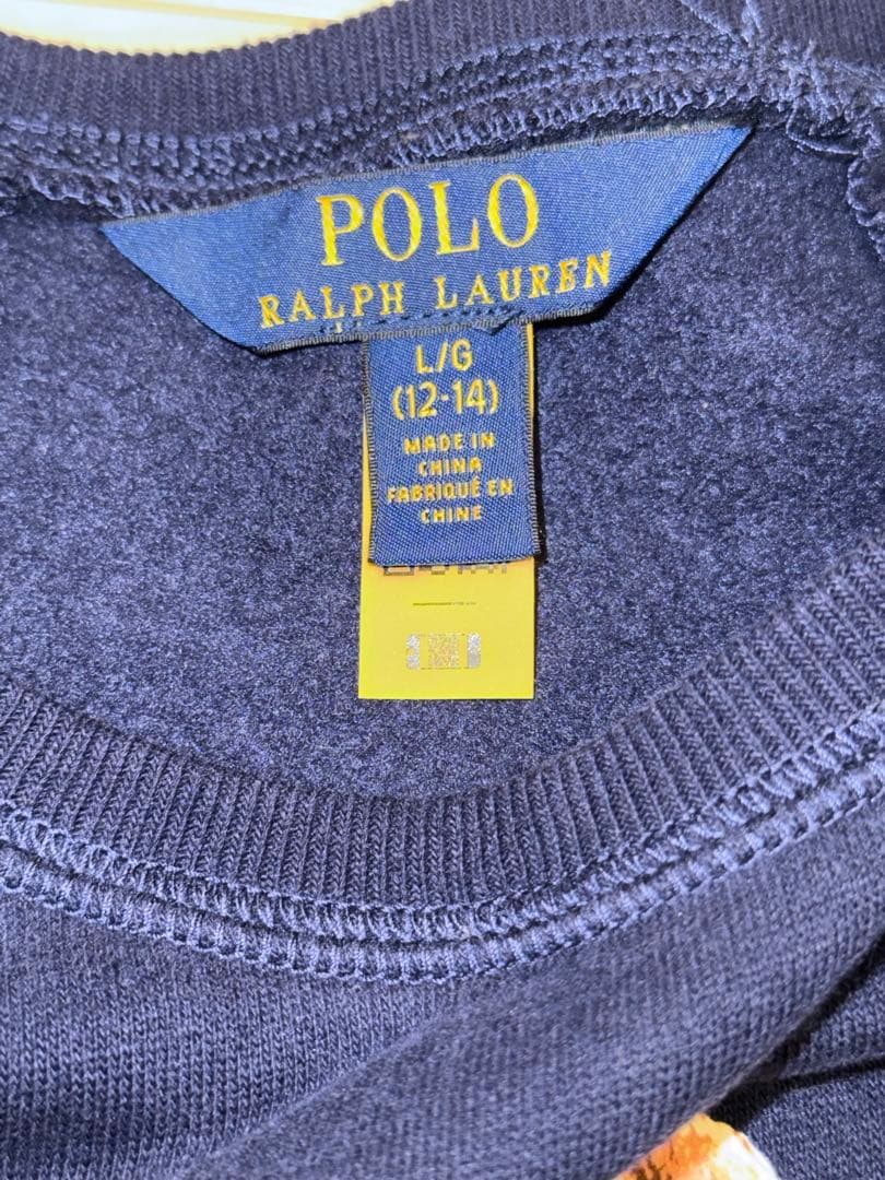 【未使用】ラルフローレン　ポロベア　長袖ワンピース　ネイビー　160cm 裏起毛