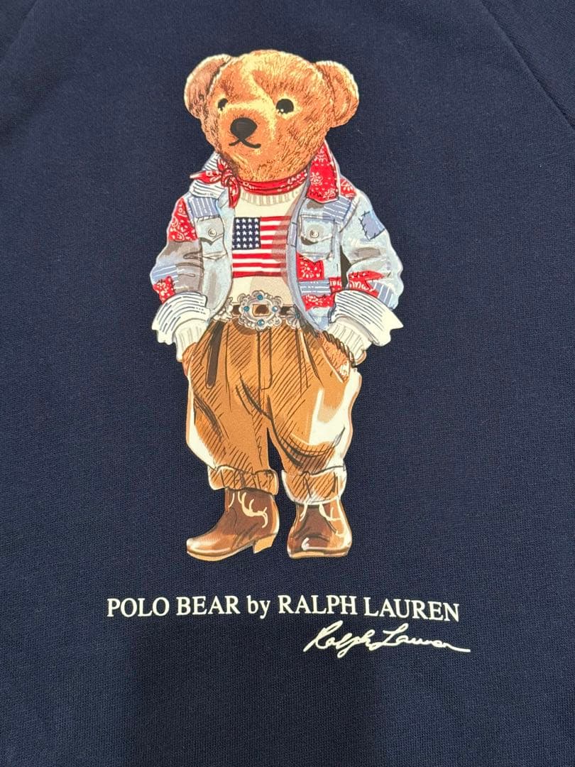 【未使用】ラルフローレン　ポロベア　長袖ワンピース　ネイビー　160cm 裏起毛