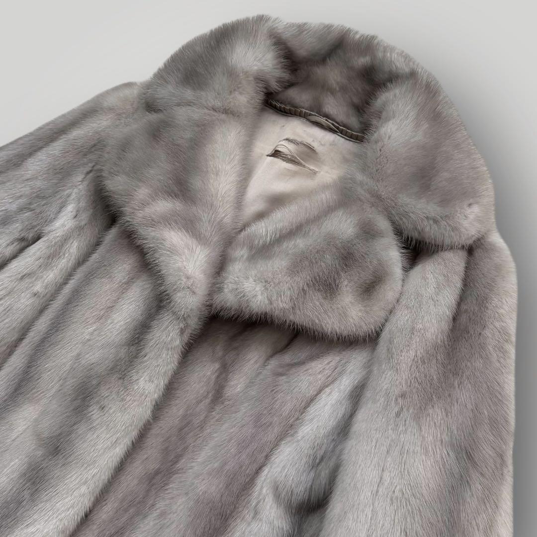 本毛皮☆サファイアミンク MINK ファーコート なめし柔らか◎ Lサイズ相当